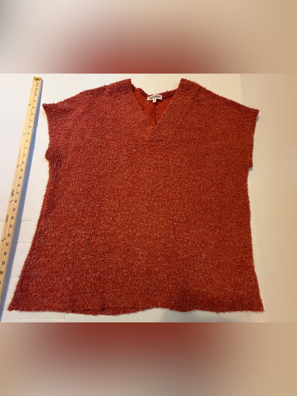 Wonderland by Orange Women’s Rust V-Neck Sleeveless Sweater Oversized Small
